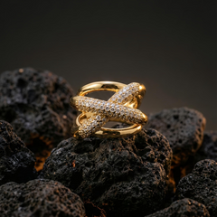 CrossGlow Ring | Adjustable Gold-Plated Stainless Steel–KZ8812398
