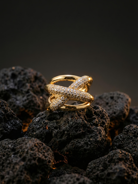 CrossGlow Ring | Adjustable Gold-Plated Stainless Steel–KZ8812398