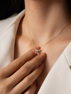 Sparkle Bow With Heart Necklace | Gold-Plated Stainless Steel – KZ881