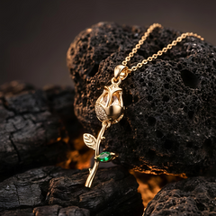 Golden Rose Bud Necklace | Gold-Plated Stainless Steel – KZ8812302