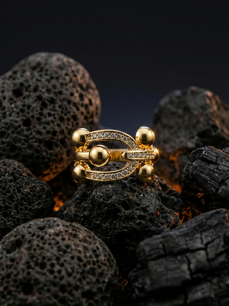 Royal Crest Ring | Adjustable Gold-Plated Stainless Steel–KZ8812394
