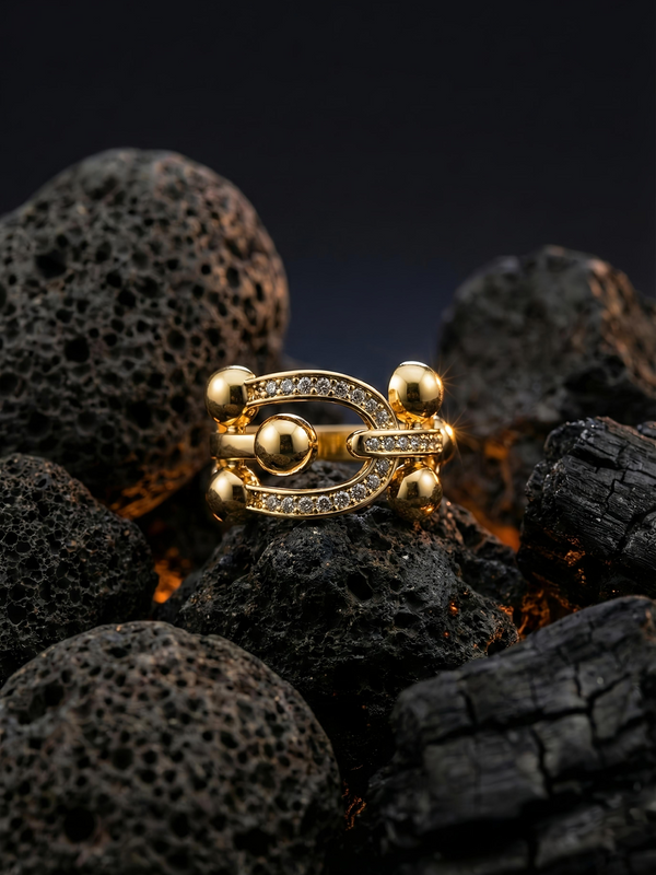 Royal Crest Ring | Adjustable Gold-Plated Stainless Steel–KZ8812394