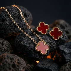 Clover Pendant & Studs Jewelry Set | Gold-Plated Stainless Steel  – KZ8812321