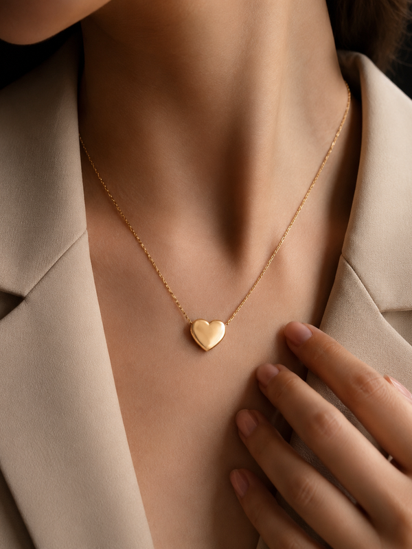 Minimal Heart Necklace | Gold-Plated Stainless Steel- KZ8812307