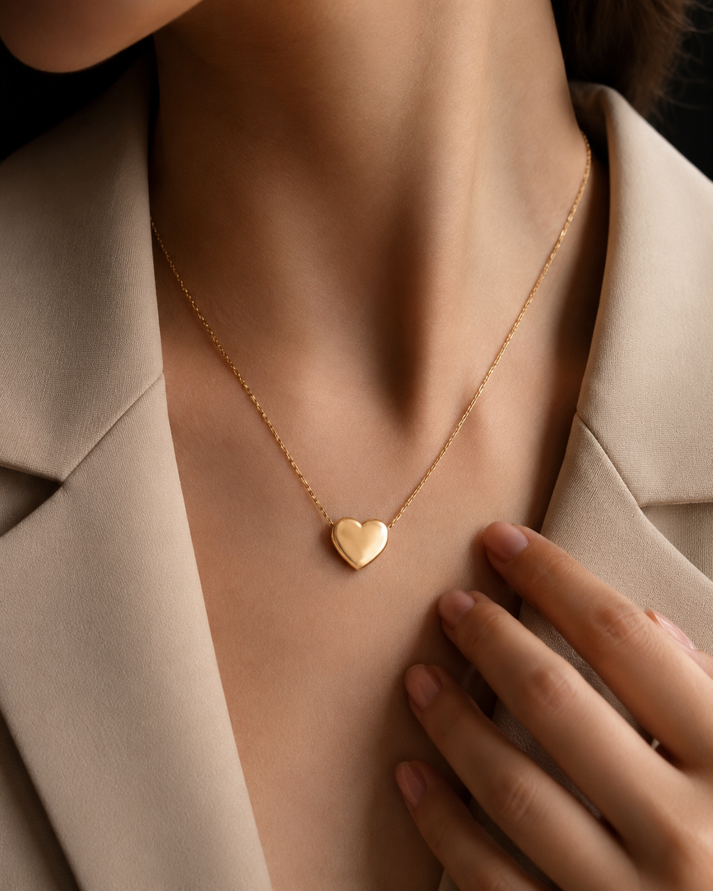 Minimal Heart Necklace | Gold-Plated Stainless Steel- KZ8812307