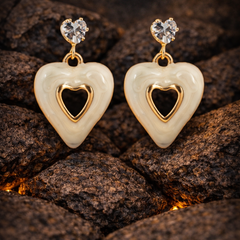 Gold Tone Heart Drop With Crystal Stud | Gold-Plated Stainless Steel – KZ8812322