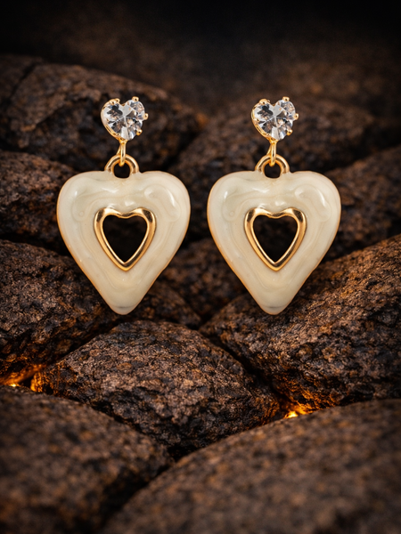 Gold Tone Heart Drop With Crystal Stud | Gold-Plated Stainless Steel – KZ8812322