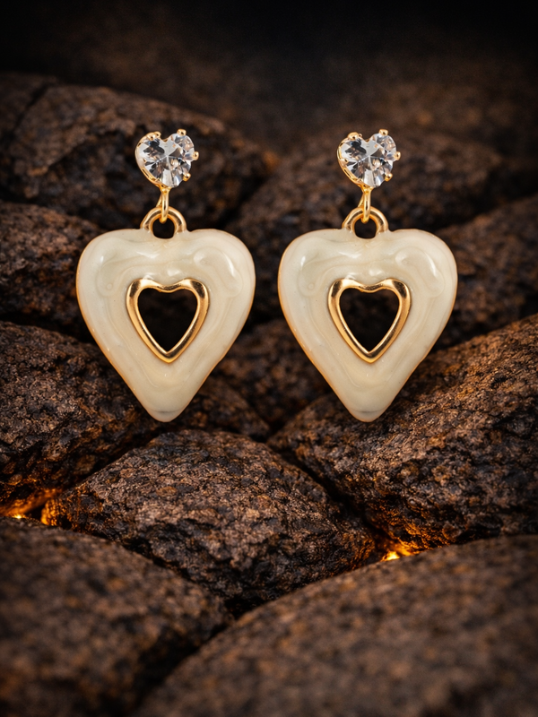Gold Tone Heart Drop With Crystal Stud | Gold-Plated Stainless Steel – KZ8812322
