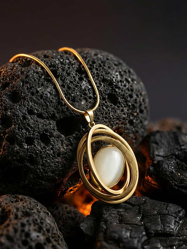 Crown Orbit Prestige Necklace | Gold-Plated Stainless Steel  – KZ8812348